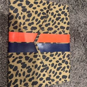 Leopard Print Clutch with Bold Stripes